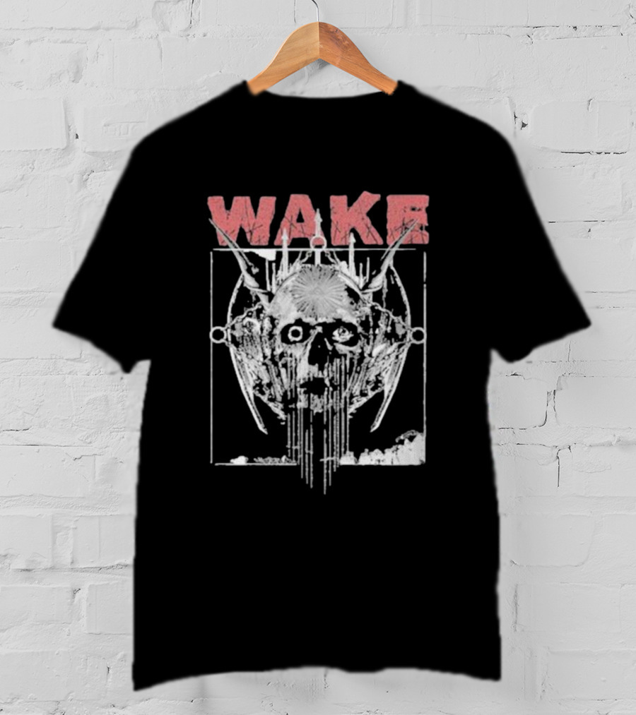 WAKE Skull With Wings And Abstract Elements T-Shirt