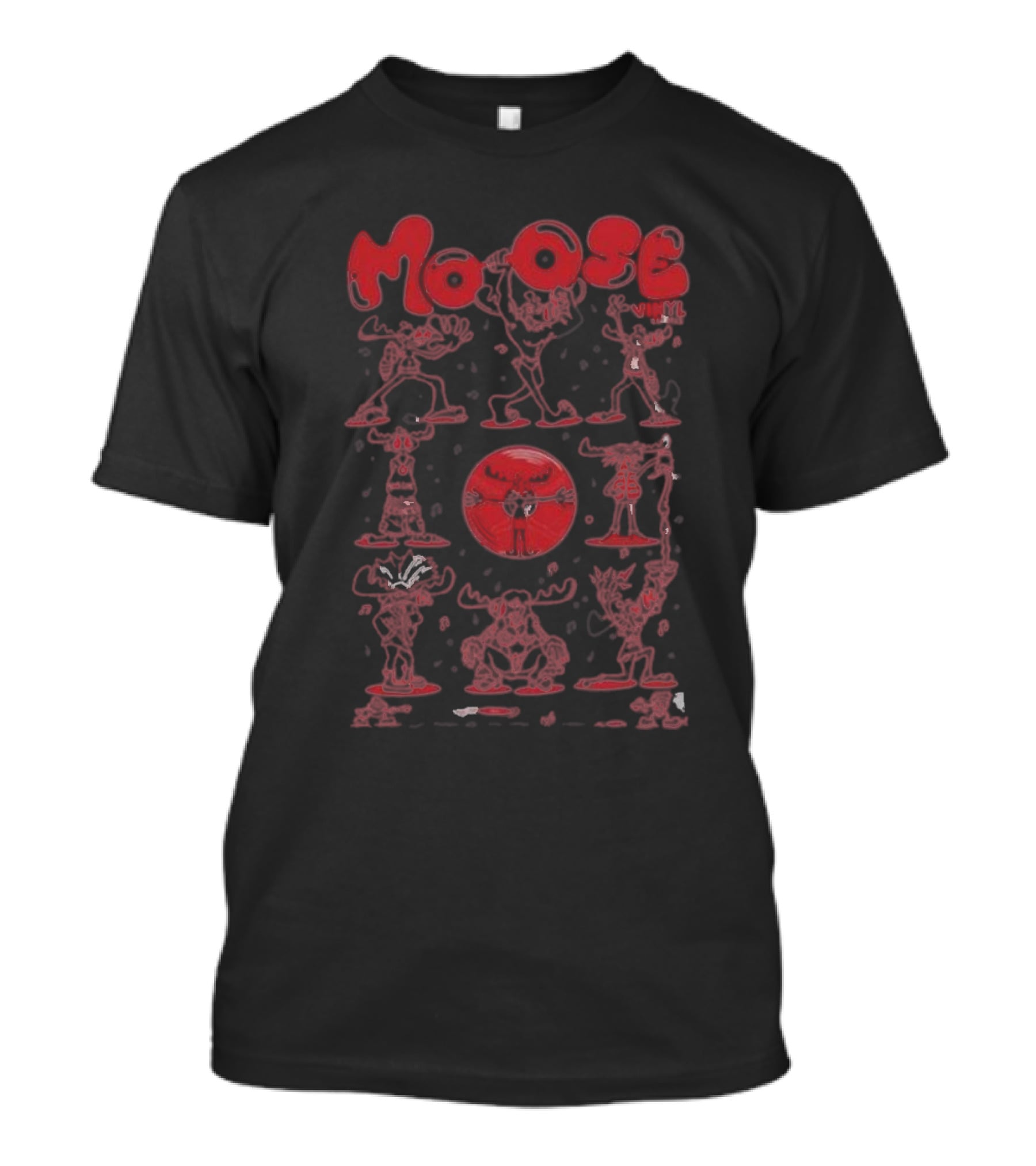 Moose Many Montys Red Characters And Circle T-Shirt