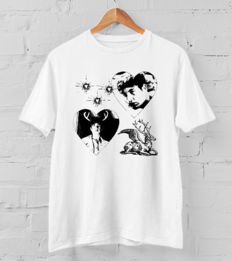 Mustardyardpress Store Oliver Hearts Deer And Faces T-Shirt