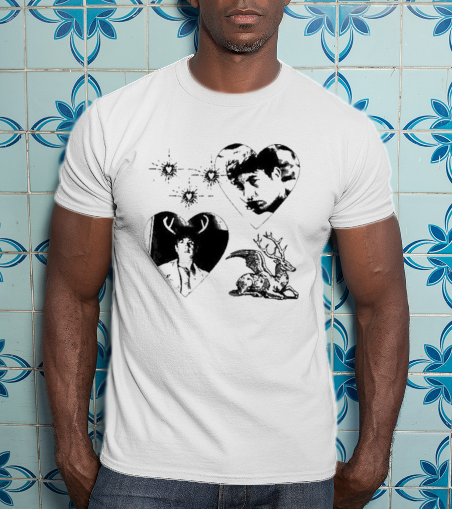 Mustardyardpress Store Oliver Hearts Deer And Faces T-Shirt