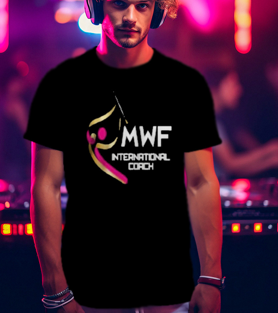MWF International Coach Logo With Colorful Athletic Figure T-Shirt