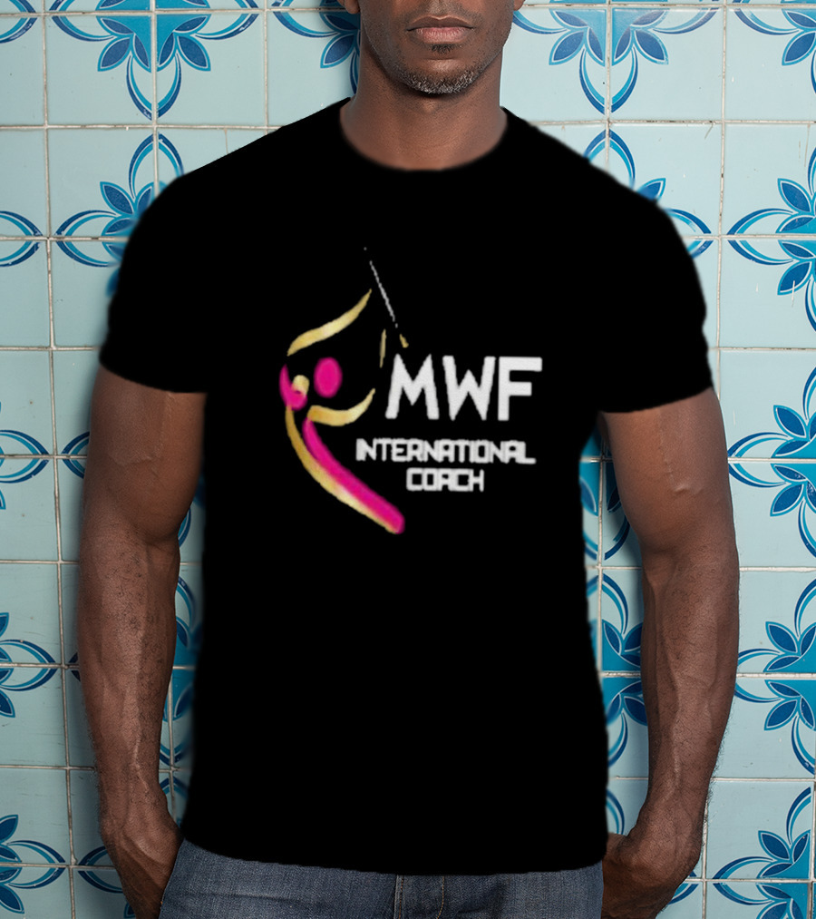 MWF International Coach Logo With Colorful Athletic Figure T-Shirt