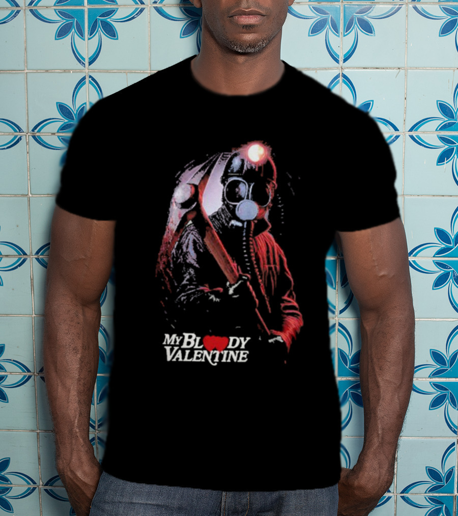 My Bloody Valentine Horror Gas Mask Miner Pickaxe T-Shirt