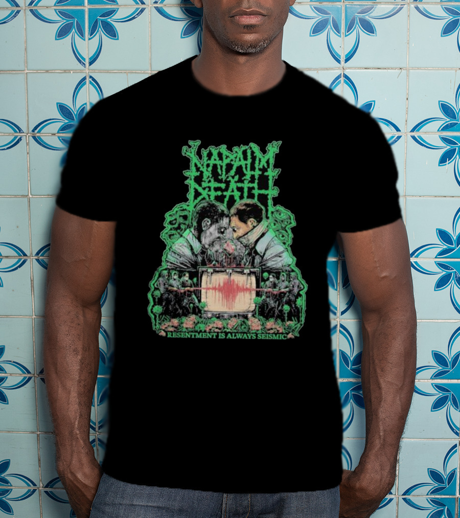 Napalm Death Resentment Is Always Seismic Faces And Seismic Waveforms T-Shirt