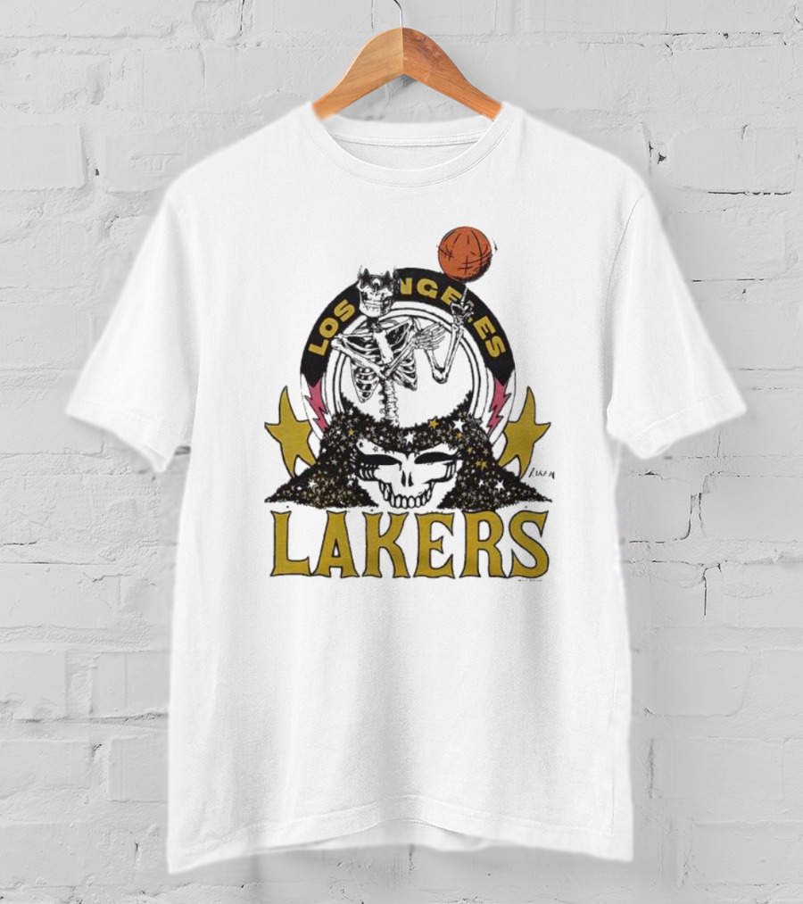 Los Angeles Lakers Grateful Dead Basketball Skull T-Shirt