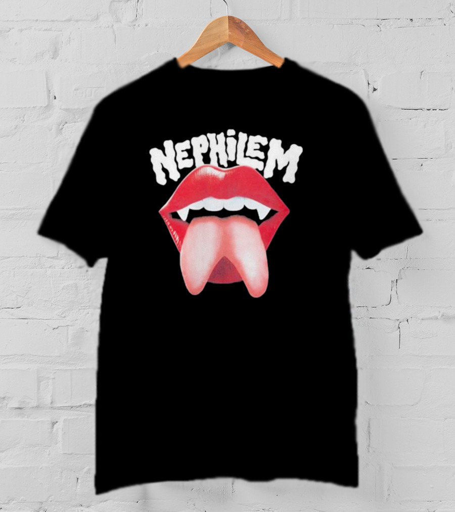 Nephilem Vampire Lips With Fangs And Extended Tongue T-Shirt