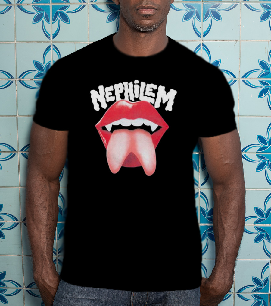 Nephilem Vampire Lips With Fangs And Extended Tongue T-Shirt