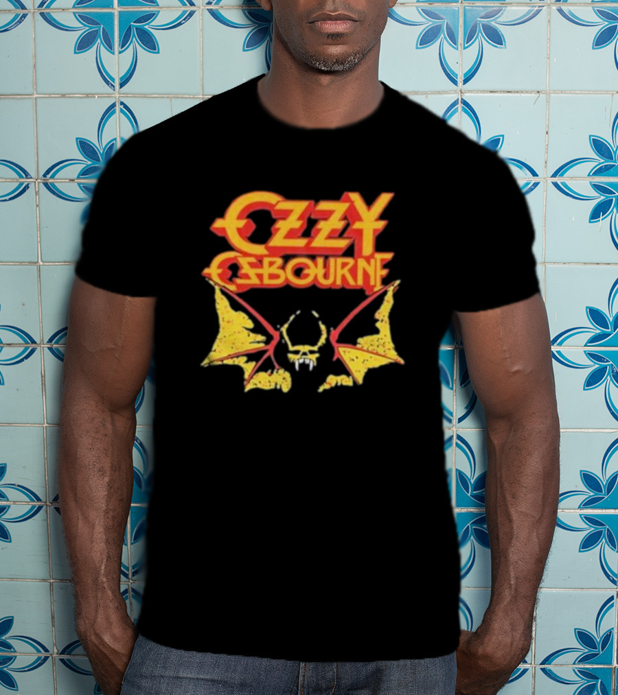 Ozzy Osbourne Bat Logo With Yellow T-Shirt