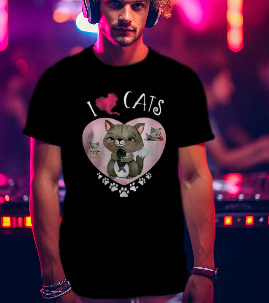 I Love Cats Heart And Paw Prints 365 Womens Cats I Love My Cats T-Shirt