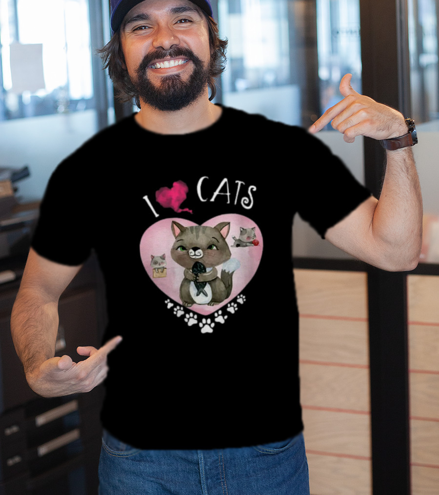 I Love Cats Heart And Paw Prints 365 Womens Cats I Love My Cats T-Shirt