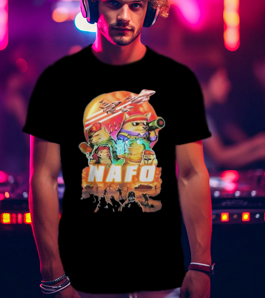 Bösartiger Nafo Warriors X Grandpa Yurko Fighter Jets And Soldiers Battle Scene T-Shirt