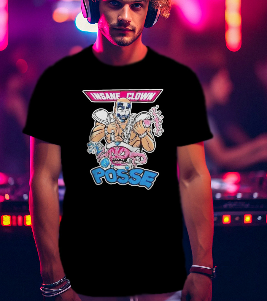 Insane Clown Posse Warrior With Pink Monster And Chainsaw T-Shirt