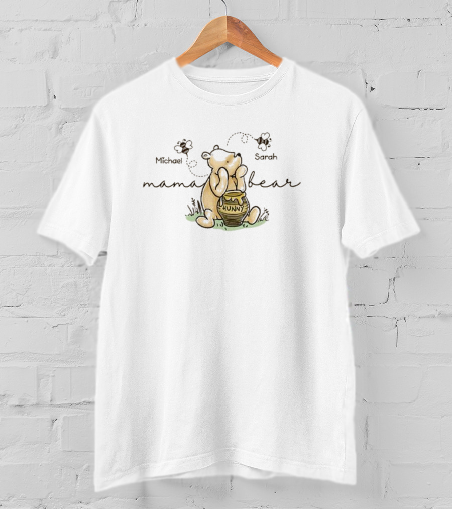 Mama Bear Family Personalized Custom Hunny Jar Michael Sarah T-Shirt