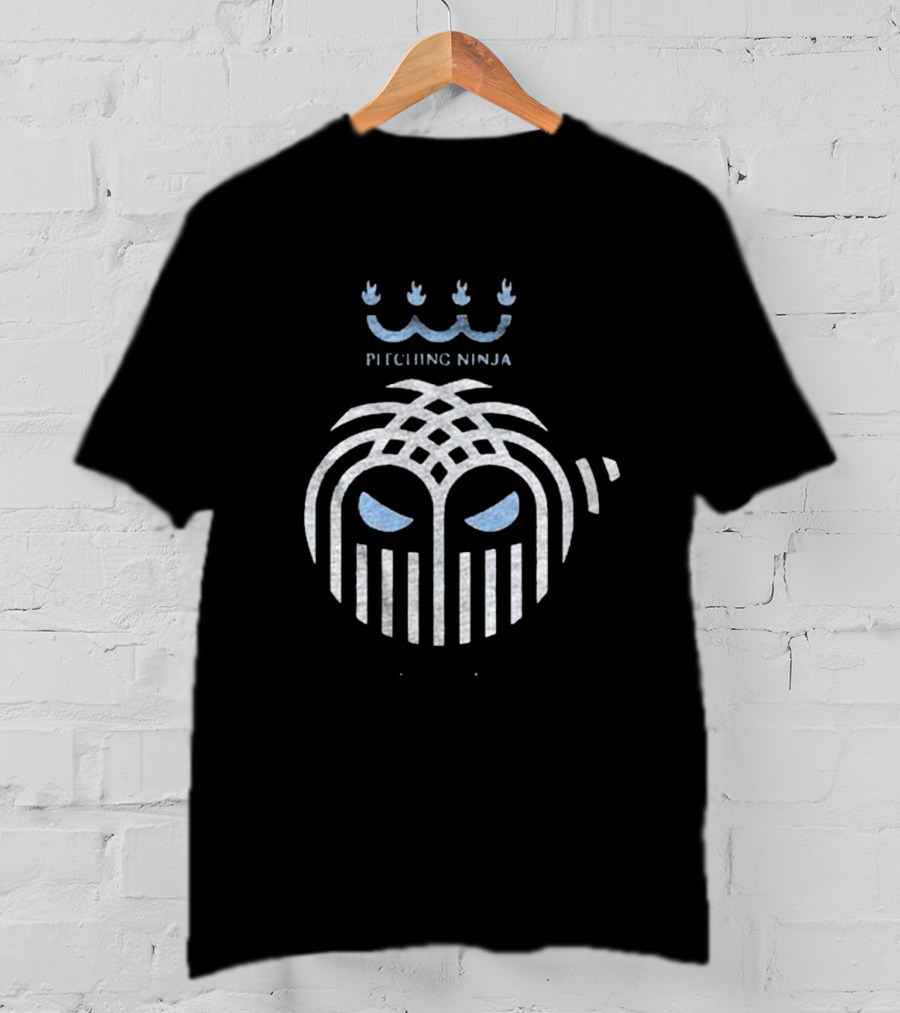 Pitching Ninja City Of Fountains Emblem With Crown And Ninja Mask T-Shirt
