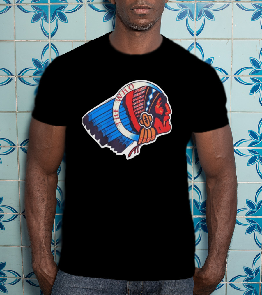 Rare The Who 1976 Vintage Logo Native American Headdress T-Shirt