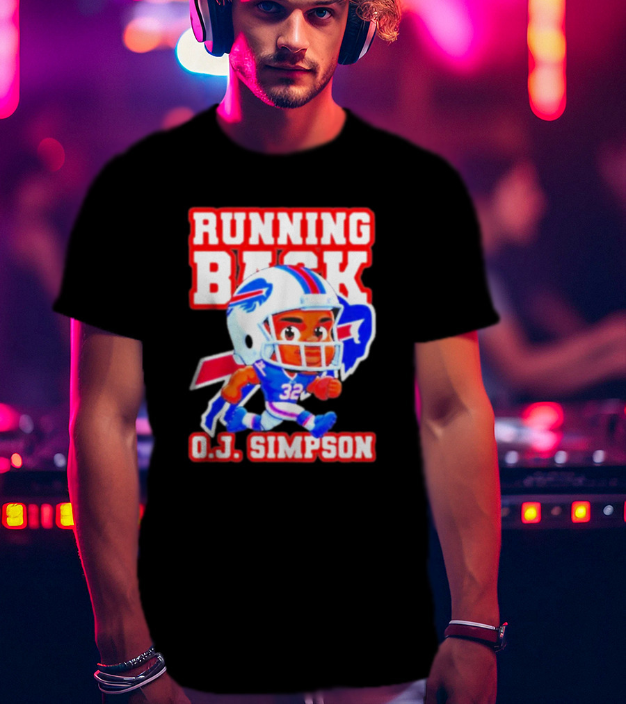 Running Back O.J. Simpson Cartoon Buffalo Bills Football Player T-Shirt