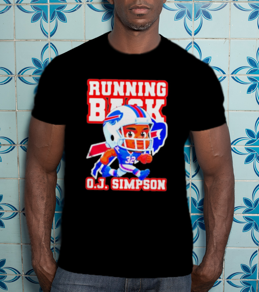 Running Back O.J. Simpson Cartoon Buffalo Bills Football Player T-Shirt