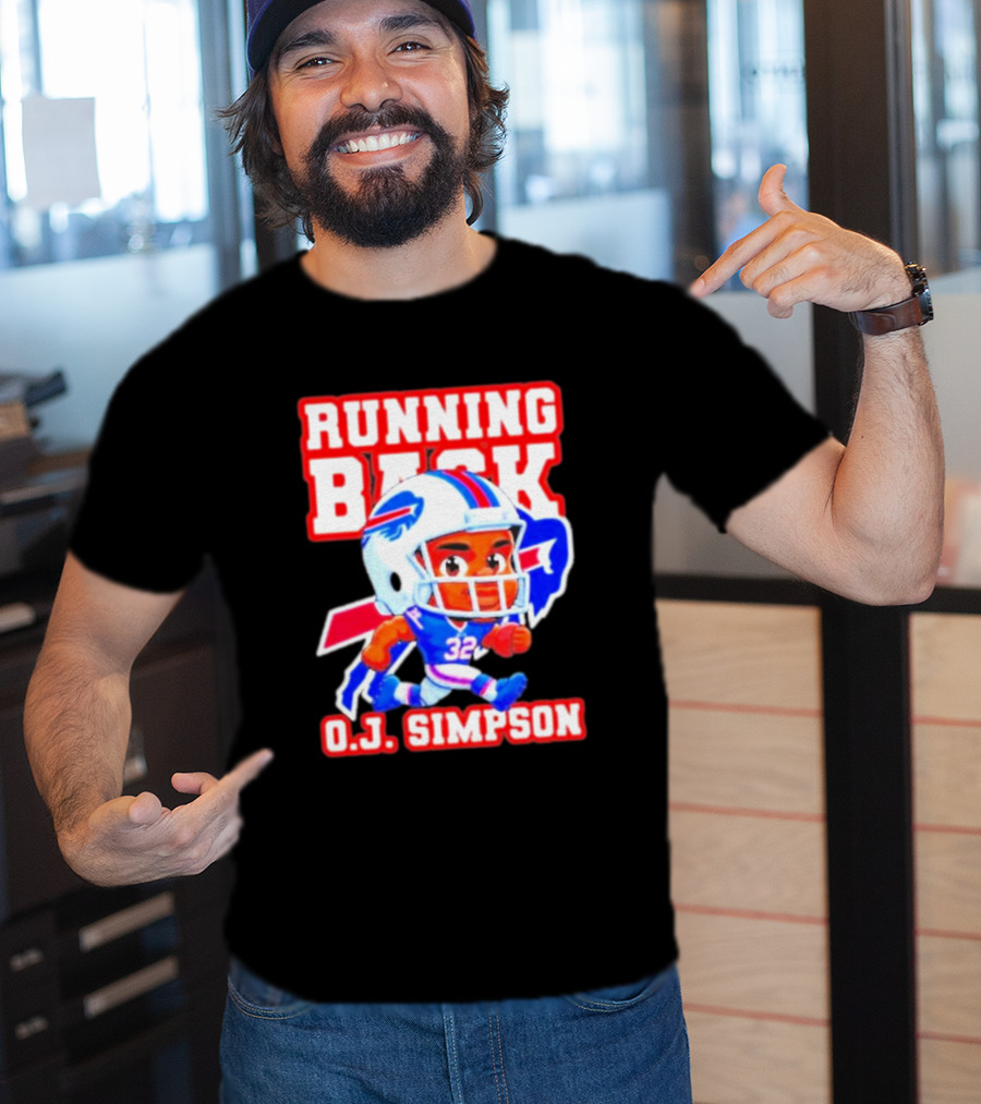 Running Back O.J. Simpson Cartoon Buffalo Bills Football Player T-Shirt