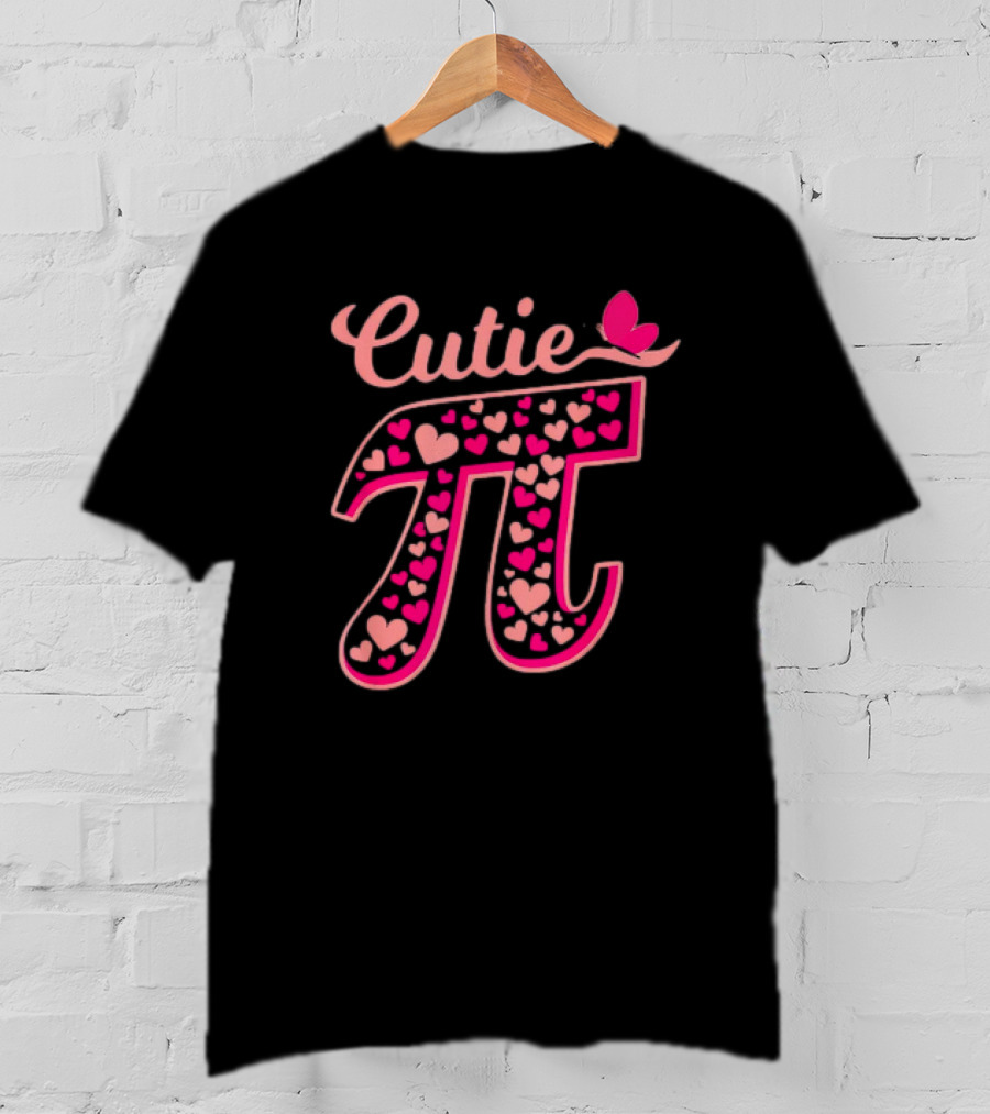 Cutie Pi Day Women Kids Men Toddler Math Teacher Butterfly Hearts T-Shirt