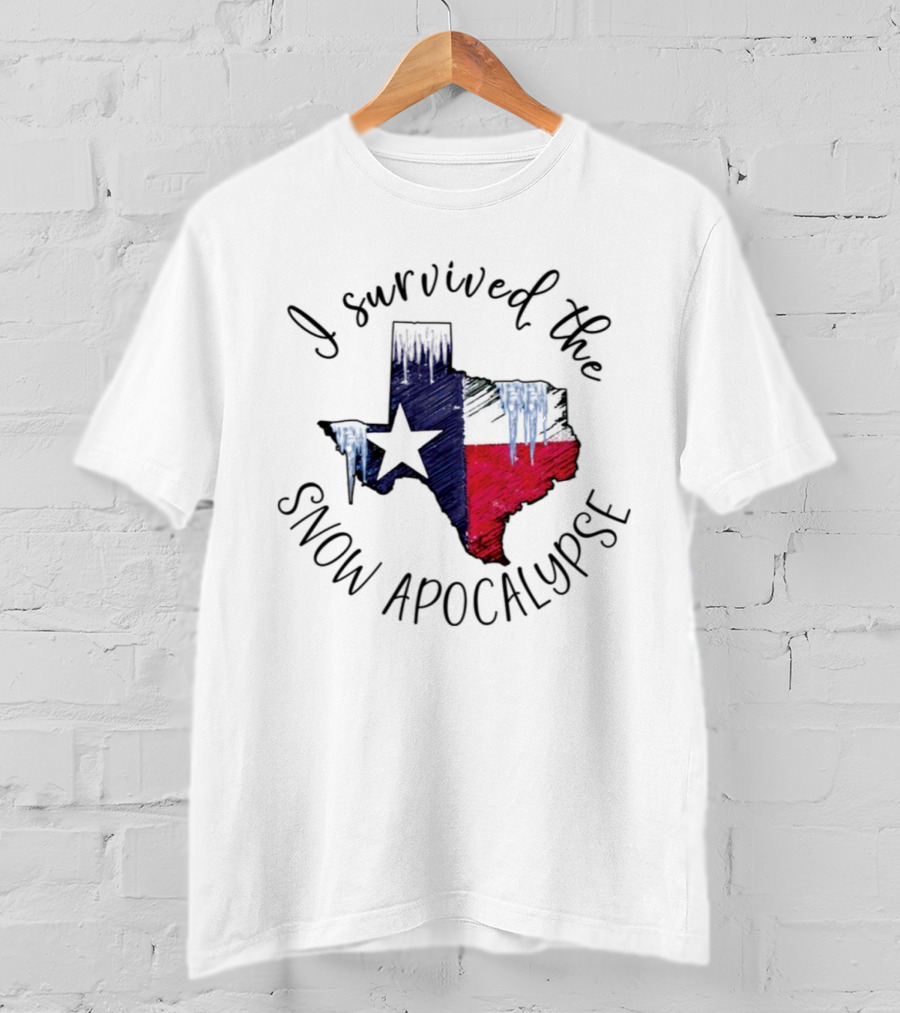 I Survived The Snow Apocalypse Texas Flag Icicles Map T-Shirt