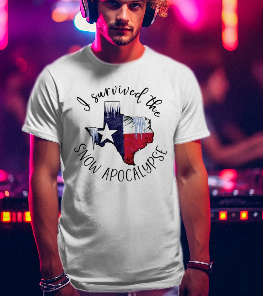 I Survived The Snow Apocalypse Texas Flag Icicles Map T-Shirt