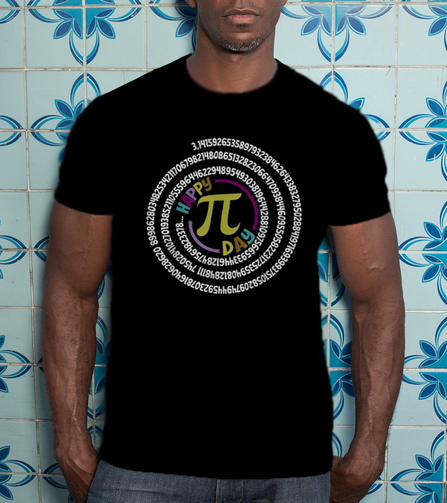 Happy Pi Day 3.14 Math Teacher Spiral Design Mathematic T-Shirt
