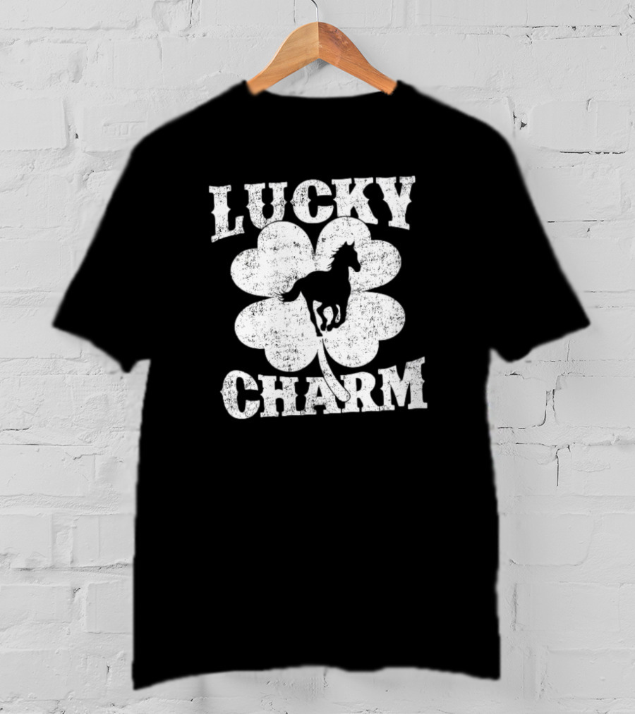 Lucky Charm Horse Lover Shamrock St Patrick's Day T-Shirt