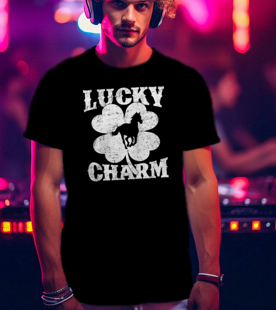 Lucky Charm Horse Lover Shamrock St Patrick's Day T-Shirt