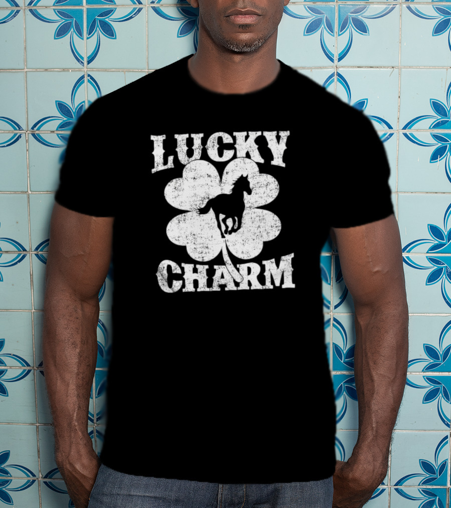 Lucky Charm Horse Lover Shamrock St Patrick's Day T-Shirt