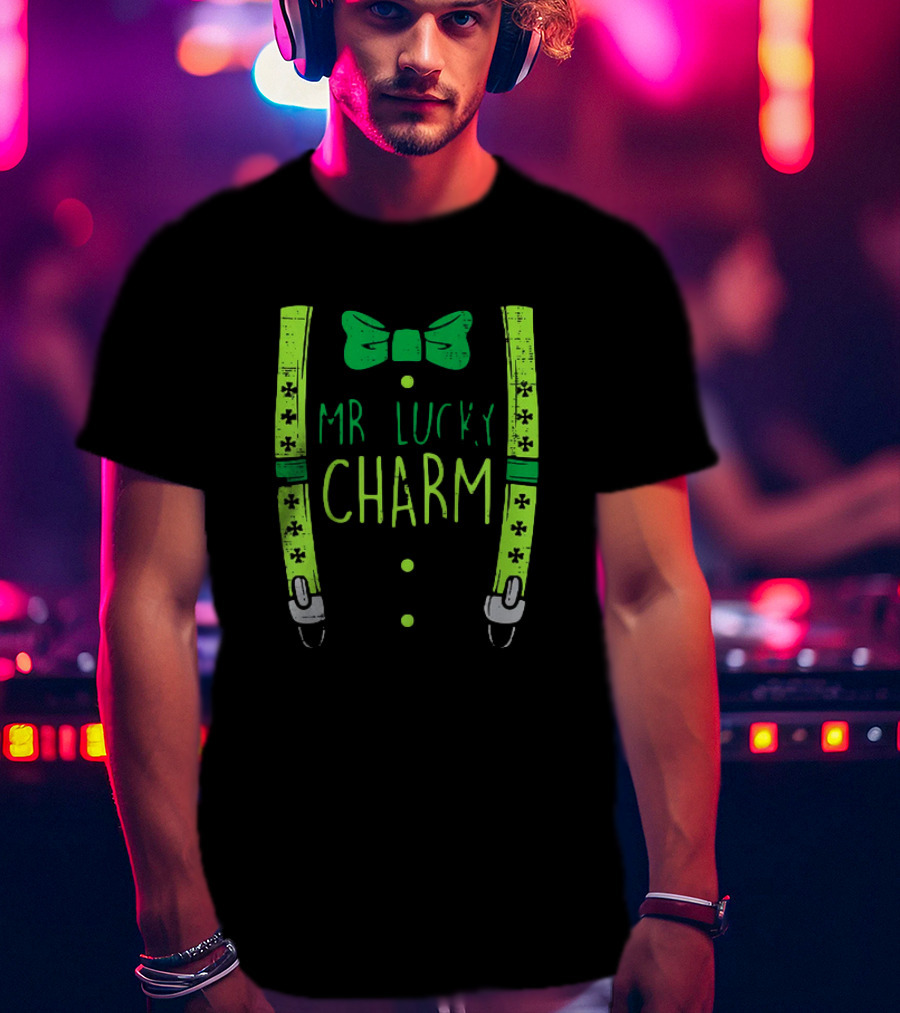 Mr Lucky Charm Suspenders St Patricks Day Boys T-Shirt