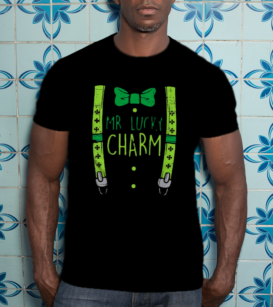 Mr Lucky Charm Suspenders St Patricks Day Boys T-Shirt