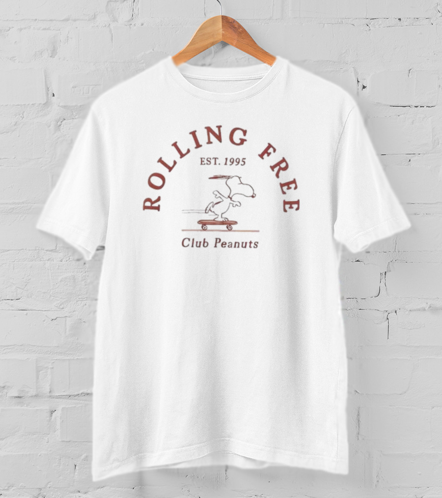 Rolling Free Est. 1995 Snoopy Skateboard Club Peanuts T-Shirt