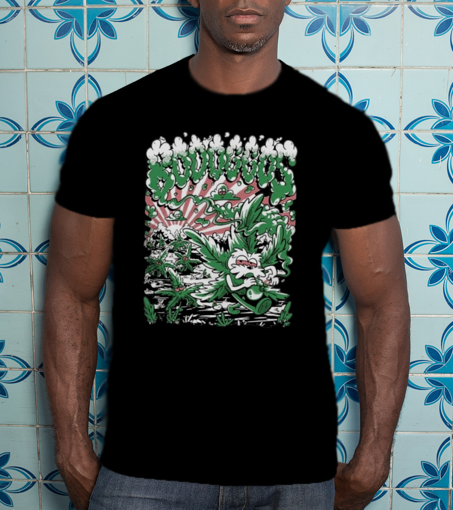 Bodoggos 4-20 Cartoon Dogs With Smoke And Green Leaves T-Shirt