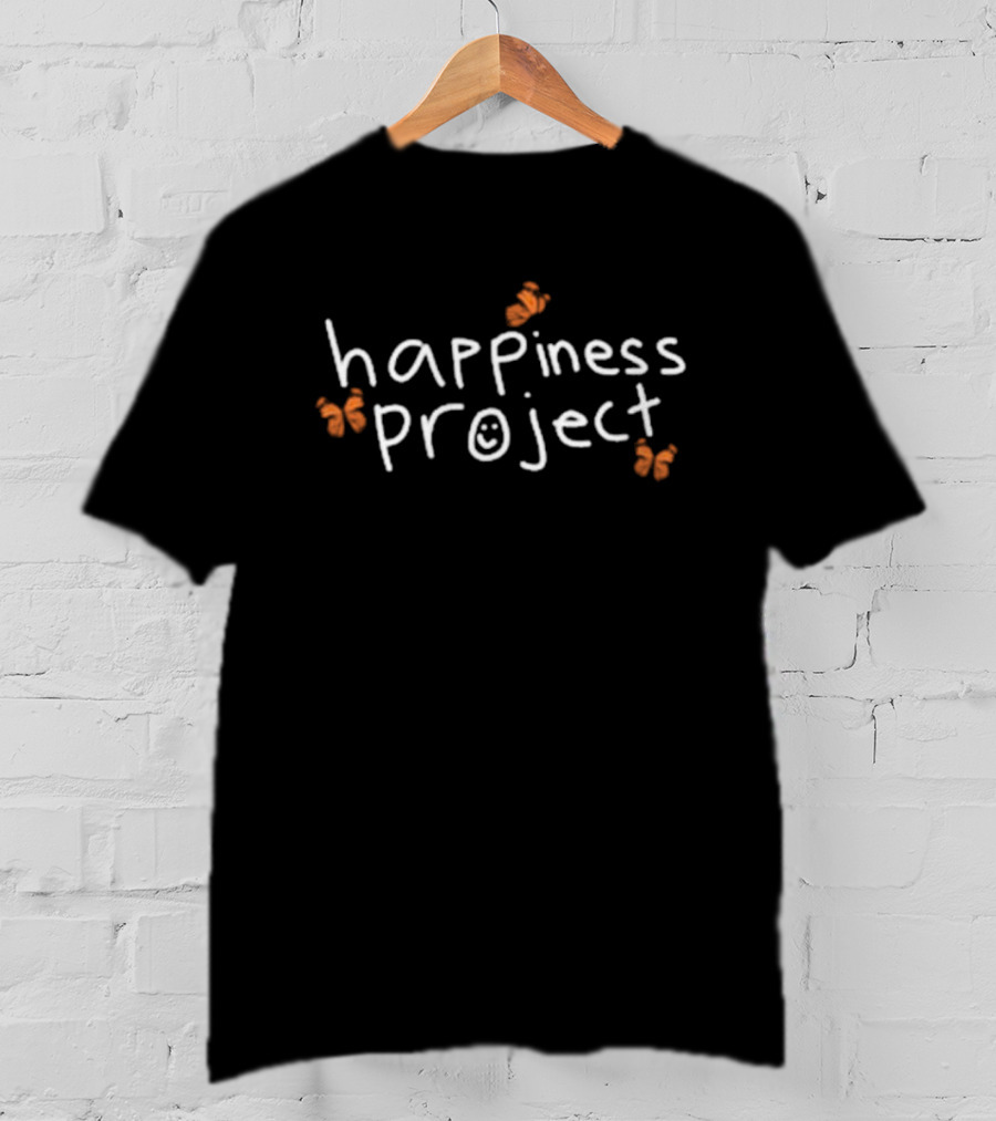 Happiness Project Butterfly Smiley Face And Orange Butterflies T-Shirt
