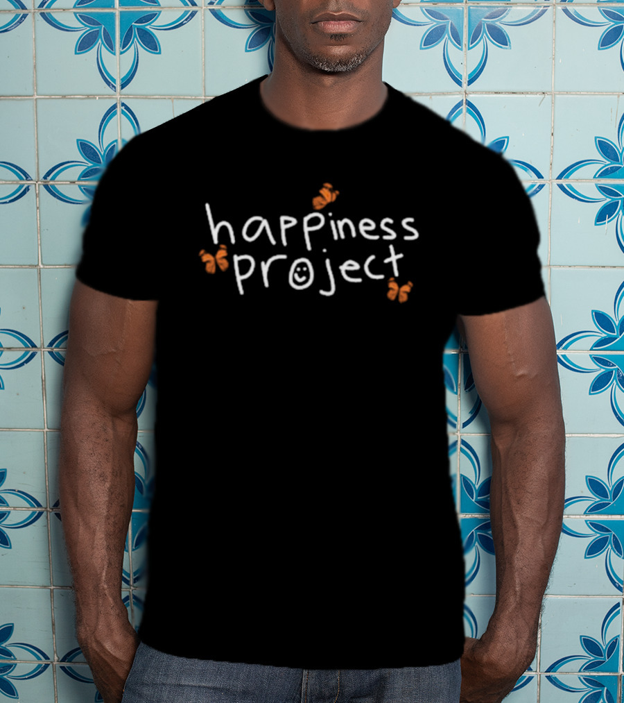 Happiness Project Butterfly Smiley Face And Orange Butterflies T-Shirt
