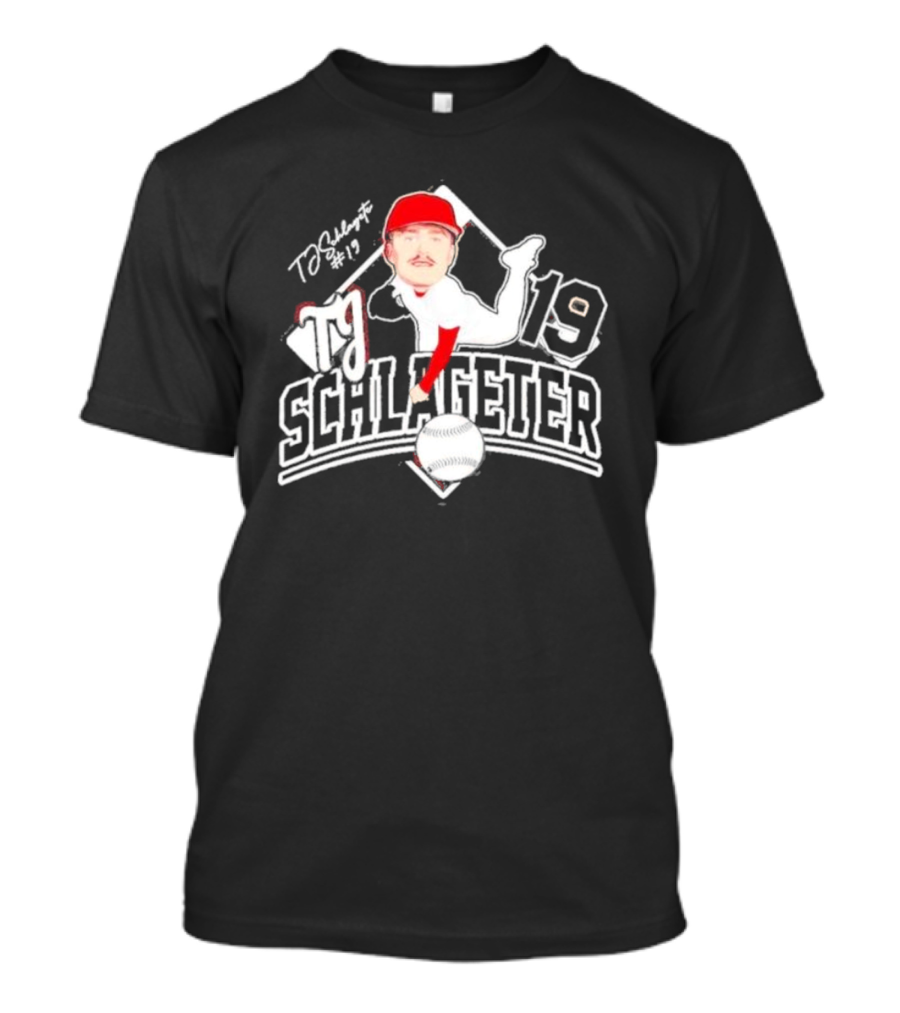 Louisville Cardinals TJ Schlageter 19 Baseball Cartoon T-Shirt