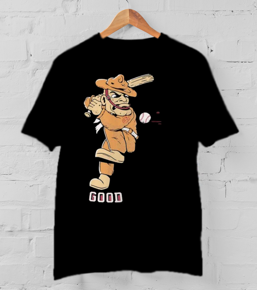 Good Tam Baseball Comic Character Swinging At Pitch T-Shirt