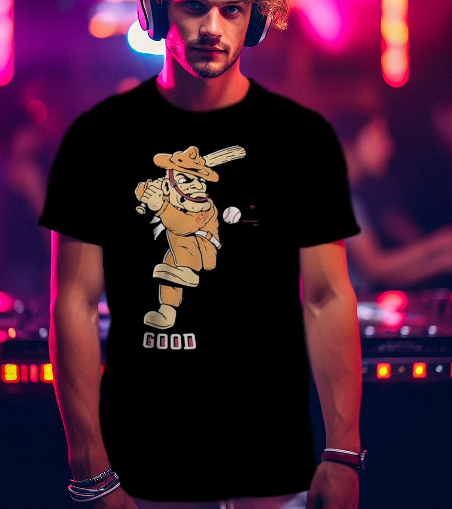 Good Tam Baseball Comic Character Swinging At Pitch T-Shirt