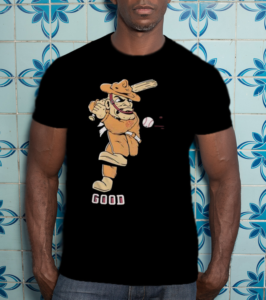 Good Tam Baseball Comic Character Swinging At Pitch T-Shirt
