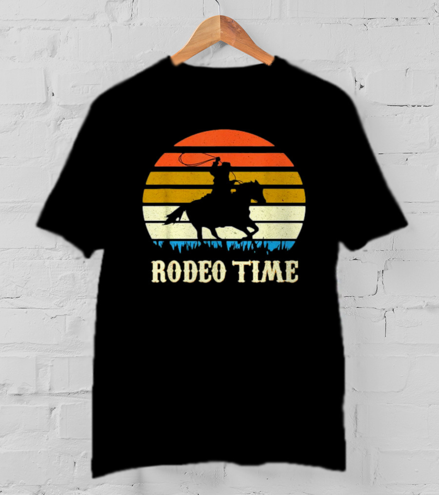Rodeo Time Cowboy Sunset Horse Ranch Lasso T-Shirt