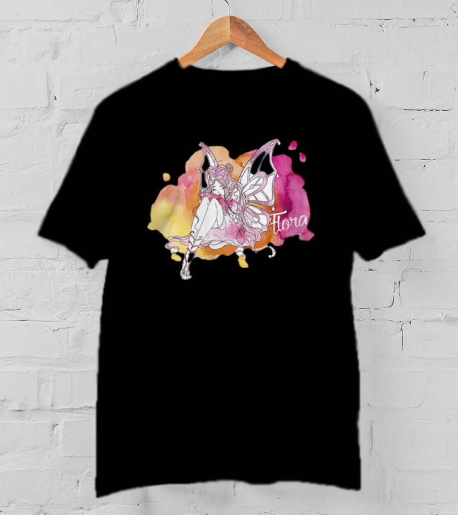 Flora Winx Club Merch Shine Bright Watercolor Wings T-Shirt