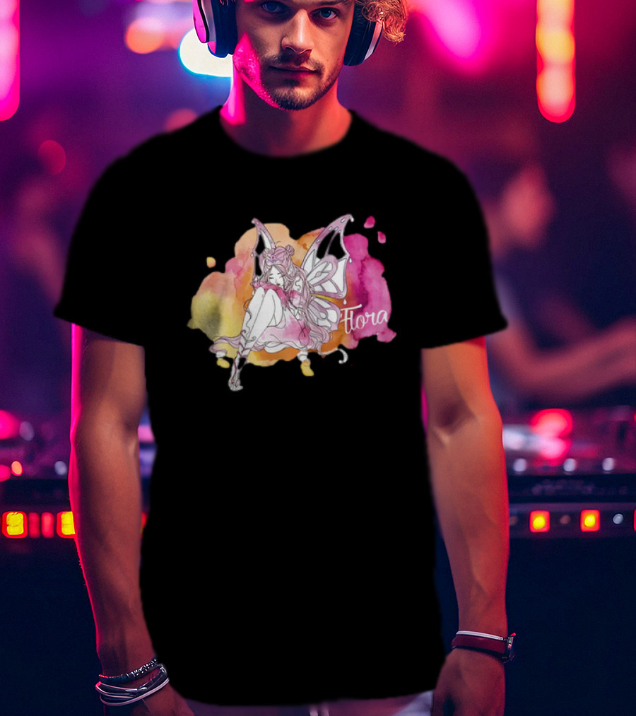 Flora Winx Club Merch Shine Bright Watercolor Wings T-Shirt