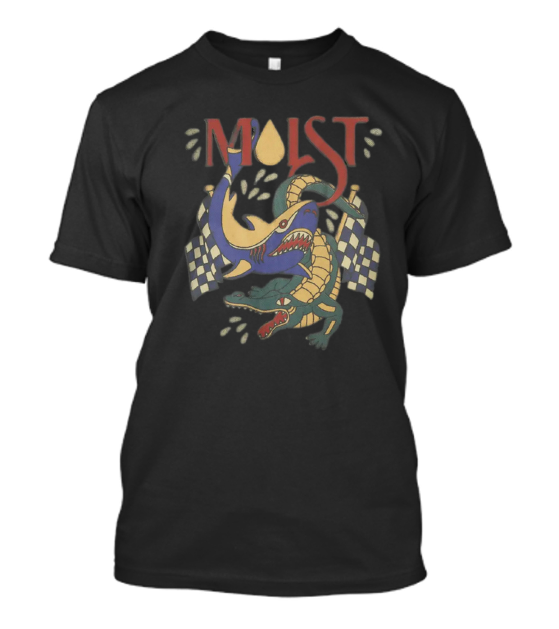 Moistcritikal Merch Shark Gator Racing Checkered Flags T-Shirt
