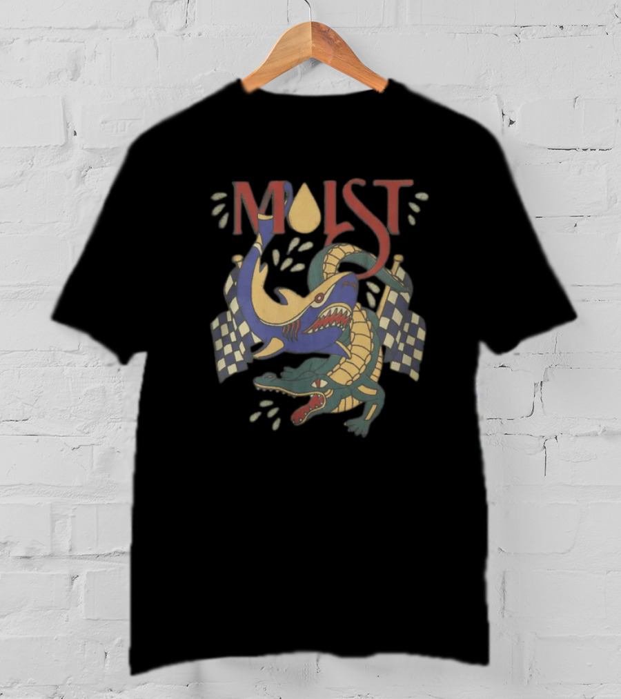 Moistcritikal Merch Shark Gator Racing Checkered Flags T-Shirt