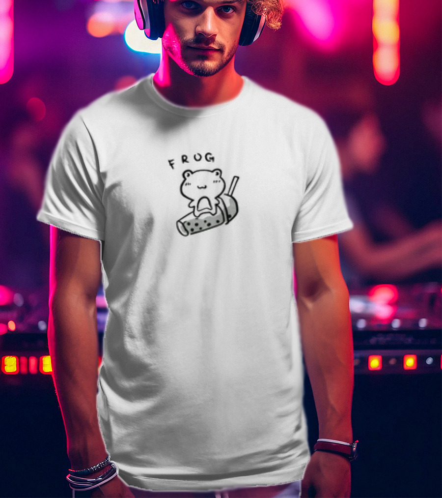 Frog Alles Ava Merch Cute Bubble Tea Cartoon T-Shirt