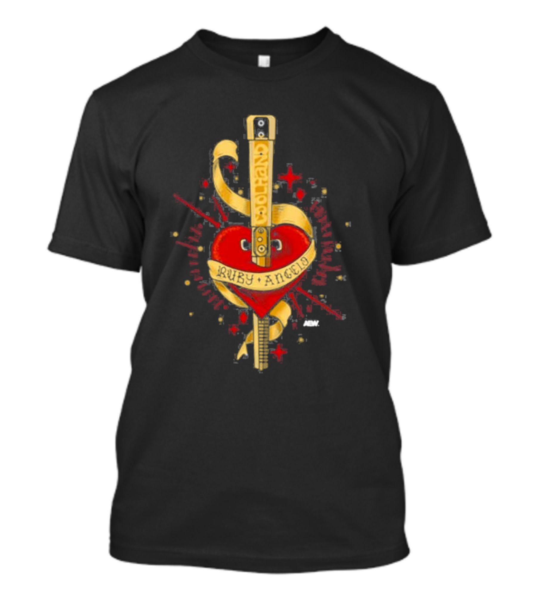 Ruby Angelo Heart Guitar With Ribbon And Stars T-Shirt