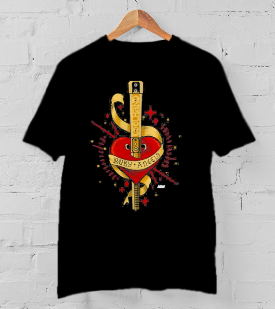 Ruby Angelo Heart Guitar With Ribbon And Stars T-Shirt