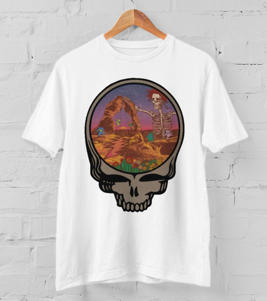Grateful Dead Skull And Skeleton In Moab Desert Scene T-Shirt