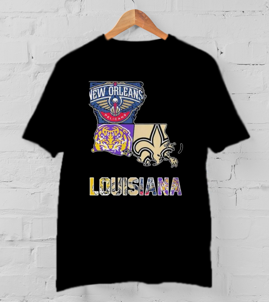New Orleans Pelicans LSU Tigers New Orleans Saints Louisiana Pride T-Shirt