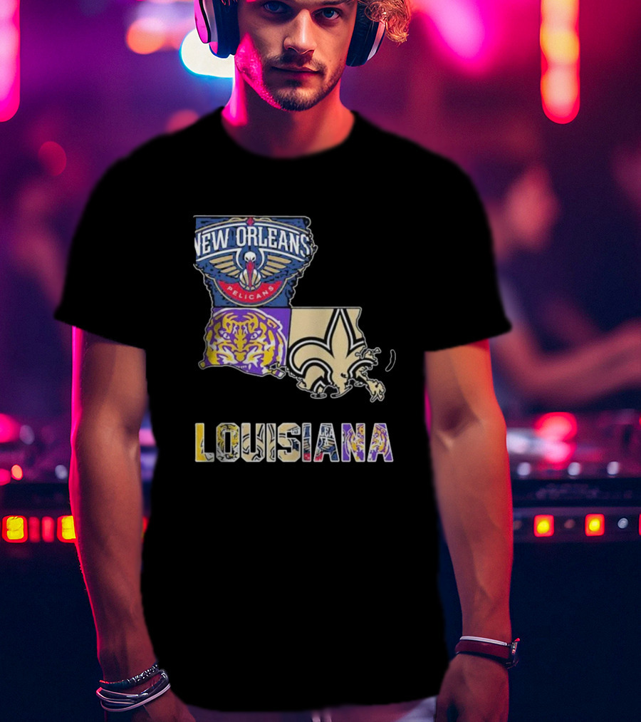 New Orleans Pelicans LSU Tigers New Orleans Saints Louisiana Pride T-Shirt